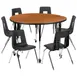 Flash Furniture XU-GRP-18CH-A48-HCIRC-OAK-T-A-CAS-GG Emmy Activity Table & Chair Set, Round 48" Table, 6 Stack Chairs, Adjustable Height 1 image