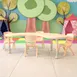 Flash Furniture YU-YCX-0043-2-MOON-TBL-NAT-E-GG Preschool Activity Table Set, Adjustable Height, Half Moon, 35"W x 65"D, Natural, 220 lb. Capacity, 4 Chairs 2 image
