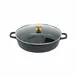 Steelite AP320011G 6‑Quart Black Casserole Dish with Gold‑Knob Glass Lid, 13" x 3" - 4/Case 1 image