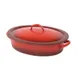 Steelite DW02145CWG8RD2 Oval Chafing Dish, 5qt 17.5"W x 11.6"D x 6.5"H, Red 18/10 Steel Lid Induct 1 image