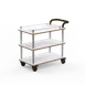 Steelite MGCRNX02CSXX Rollin Service Cart, White Carrera Stainless Steel, Leather Handle 1 image
