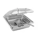 Steelite WLWI55BODY 6-Quart Rectangular Stainless Steel Chafer Body, Hinged Glass Lid, Canned Heat 1 image
