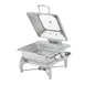 Steelite WLWI55LGL Rectangular 6-Quart Steel Chafing Dish Kit with Glass Lid, Burner Stand & Fuel Cup 1 image