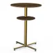 Steelite MGCPBR02WBXX 30" Round Pedestal Bar Height Table, 42.5"H, Bengali Mango Wood Top, Brushed Brass Segments 1 image