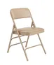 National Public Seating 1301 Folding Chair w/ French Beige Upholstered Vinyl Back & Seat - Beige, (Pack of 4) 1 image