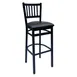 BFM Seating 2090B-SB GR1 Troy Barstool, Slat Back, Upholstered Seat, Metal Frame, Sand Black Finish 1 image