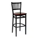 BFM Seating 2090B-SB W Troy Barstool, Slat Back, Wood Seat, Footrest, Sand Black Finish 1 image