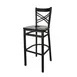 BFM Seating 2130B-SB W Akrin Criss Cross Back Barstool, Wood Seat, Sand Black Finish, Footrest 1 image