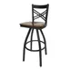 BFM Seating 2130S-SB ASH Akrin Swivel Barstool, Criss Cross Back, Autumn Ash Wood Seat, Sand Black Metal Frame 1 image