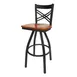 BFM Seating 2130S-SB W Akrin Swivel Barstool, Cross Back, Wood Seat, Metal Frame, Sand Black Finish 2 image