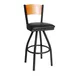 BFM Seating 2150S-SB GR2 Dale Swivel Barstool, Solid Wood Back, Upholstered Seat, Sand Black Finish 1 image