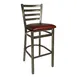 BFM Seating 2160B-CL GR3 Lima Barstool, Ladder Back, Upholstered Seat, Metal Frame, Clear Coat Finish 1 image