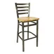 BFM Seating 2160B-CL W Lima Barstool, Ladder Back, Wood Seat, Metal Frame 1 image