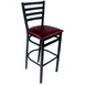 BFM Seating 2160B-SB GR3 Lima Barstool, Ladder Back, Upholstered Seat, Metal Frame, Sand Black Finish 1 image