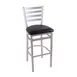 BFM Seating 2160B-SM GR3 Lima Barstool, Ladder Back, Upholstered Seat, Metal Frame, Silver Mist Finish 1 image