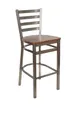 BFM Seating 2160BVWR-CL Lima Barstool, Ladder Back, Vintage Walnut Relic Seat, Footrest, Steel Frame 1 image