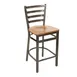 BFM Seating 2160HCHW-CL Lima Counter Height Ladder Back Barstool, Cherry Wood Seat, Metal Frame, Clear Coat Finish 1 image