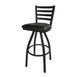 BFM Seating 2160S-SB GR2 Lima Swivel Barstool, Ladder Back, Upholstered Seat, Metal Frame, Sand Black Finish 1 image