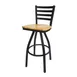 BFM Seating 2160S-SB W Lima Swivel Barstool, Ladder Back, Wood Seat, Metal Frame, Sand Black Finish 2 image