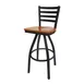 BFM Seating 2160S-SB W Lima Swivel Barstool, Ladder Back, Wood Seat, Metal Frame, Sand Black Finish 1 image