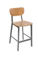 BFM Seating JS10HCOM-NTPL Hamilton Counter Height Stool, Ash Wood Veneer Back, Natural Finish, Upholstered Seat, Welded Steel Frame, Platinum Powder Coat 1 image