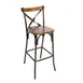 BFM Seating JS88BASH-AASB Henry Barstool, Cross Back, Autumn Ash Wood, Sand Black Steel Frame, Footrest 1 image