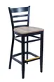 BFM Seating ZWB101BL W Berkeley Ladder Back Barstool, Wood Seat, Footrest, Black Wood Finish 1 image