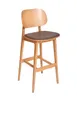 BFM Seating ZWB22NTRG3-NT Emma Barstool, Upholstered Back & Seat, Wood Frame, Natural Finish, Grade 3 Upholstery 1 image