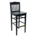 BFM Seating ZWB303BL GR3 Columbia Barstool, European Beechwood, Upholstered Seat, Black Stain, Slat Back 1 image