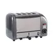 Cadco CTW-4M(220) 4-Slice Standard Commercial Toaster w/ 1" Slots,  Metallic Grey End Panel, 220V 1 image