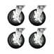 Cadco PW-4 Outdoor Pneumatic Wheels Kit, 4 Pack, 6" Black Rubber Wheels with Steel Locks 1 image