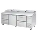 Blue Air BAPP93-D4LR-HC 93" 3-Section Refrigerated Pizza Prep Table w/ 1 Door, 4 Drawers, 12 1/3 Size Pans 1 image