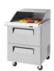 Turbo Air TST-28SD-12-D2-N-SL 27.5" 2-Drawer Mega Top Sandwich and Salad Prep Table, 12 Pans, Stainless Steel 1 image