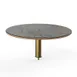 Steelite MGCIAY07GBXX Mogogo Buffet Solutions Modular High Display Shelf, 30" dia. x 12-1/2"H, gray slate BHP laminate with bamboo core top, brushed brass 1 image