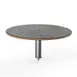 Steelite MGCIAY07GSXX 30" Round Gray Slate BHP Laminate Buffet Table with Brushed Stainless Steel, 12.5"H 1 image
