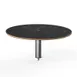 Steelite MGCIAY07MSXX 30" Round Nero Marquina Marble BHP Laminate Buffet Table, 12.5"H, Brushed Stainless Steel 1 image