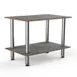 Steelite MGCMDX02GSXF 2-Tier Buffet Table, 47"W x 29.5"D x 35"H, Grey Slate Laminate Top, Brushed Stainless Steel Legs 1 image
