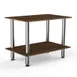 Steelite MGCMDX02WSXF 2-Tier Buffet Table, 47" x 29.5" x 35"H, Bengali Mango Wood BHP Laminate Top, Brushed Stainless Steel Legs 1 image