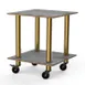 Steelite MGCMDX03GBXW 29" Square 2-Tier Buffet Table, Grey Slate BHP Laminate Top, Brushed Brass Casters 1 image