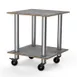 Steelite MGCMDX03GSXW 29" Square 2-Tier Buffet Table, Grey Slate BHP Laminate Top, Brushed Stainless Steel Casters 1 image