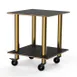 Steelite MGCMDX03MBXW 2-Tier Buffet Table, 29x29, Nero Marquina Marble BHP Laminate, Brushed Brass Casters 1 image