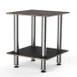 Steelite MGCMDX03MSXF 29" Square 2-Tier Buffet Table, Nero Marquina Marble BHP Laminate Top, Brushed Stainless Steel Legs 1 image