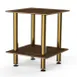 Steelite MGCMDX03WBXF 29x29x35 2-Tier Buffet Table, Bengali Mango Wood BHP Laminate Top, Brushed Brass Legs 1 image