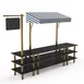 Steelite MGCMLA03MBWF Mogogo Buffet Station, 130" x 29.5" x 96"H, Nero Marquina Marble BHP Laminate Top, White/Blue Canopy, Brushed Brass Legs 1 image