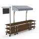 Steelite MGCMLA03WSWW Mogogo Buffet Station, 130" x 29.5", 3-Tier, Bengali Mango Wood Top, White/Blue Canopy 1 image