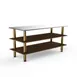 Steelite MGCMLA05WBXF 71" Modular Buffet Station, 3-Tier, Stainless Steel Top, Bengali Mango Wood BHP Laminate, Brushed Brass Legs 1 image
