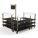 Steelite MGCMLB06MBXW 100" Rectangular Buffet Table, 3-Tier, Nero Marquina Marble BHP Laminate, Brushed Brass Casters 1 image