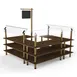 Steelite MGCMLB06WBXF 3-Tier Buffet Station, 100x100, Bengali Mango Wood Top, Brushed Brass Legs 1 image