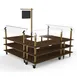 Steelite MGCMLB06WBXW 3-Tier Buffet Station, 100x100x94, Bengali Mango Wood Top, Brushed Brass Casters 1 image
