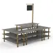 Steelite MGCMLB07GBXF 130" x 71" x 107"H 4-Tier Buffet Table, Grey Slate BHP Laminate Top, Brushed Brass Legs 1 image